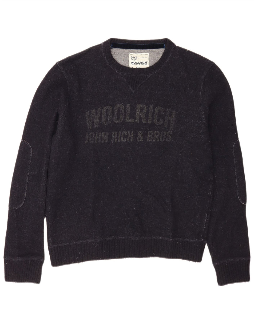 Woolrich muški džemper s veznim izrezom Srednje tamnoplava vuna