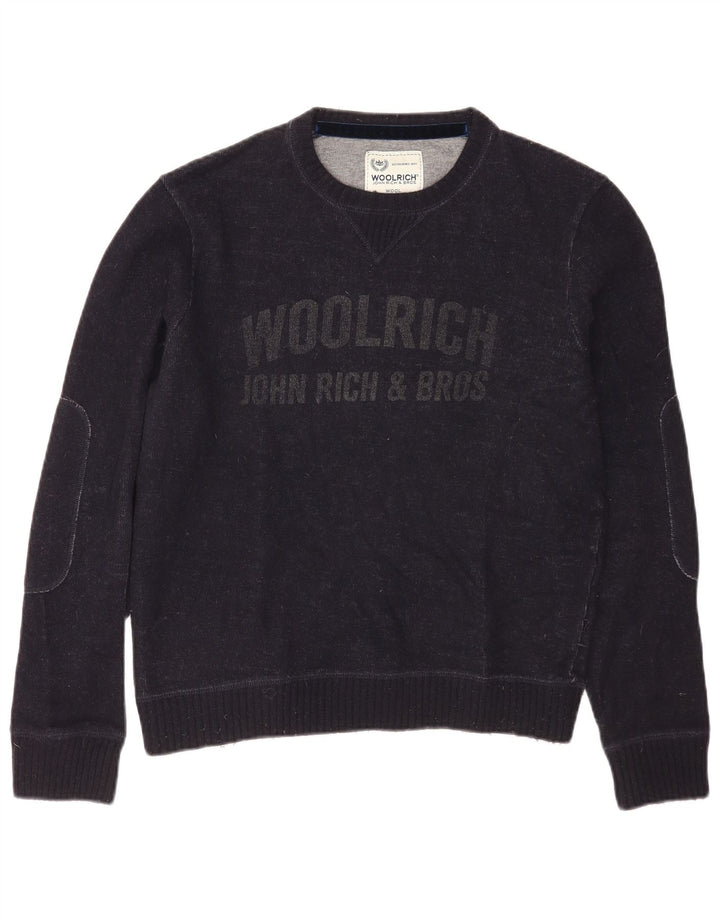 Woolrich muški džemper s veznim izrezom Srednje tamnoplava vuna
