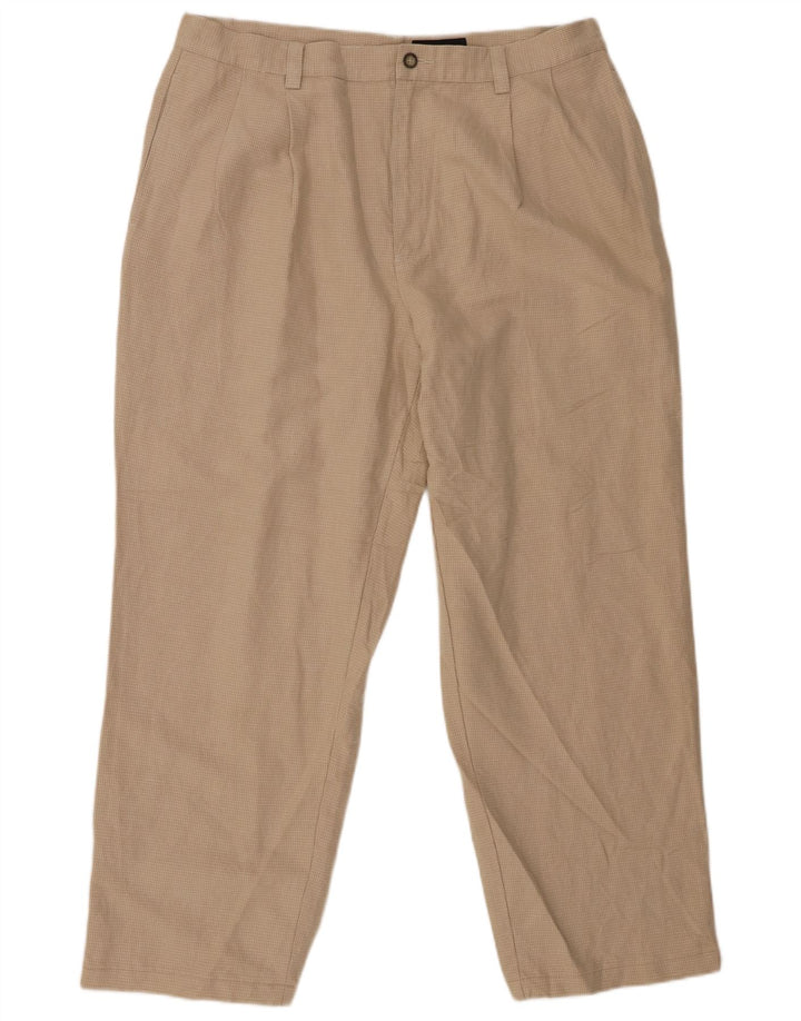EDDIE BAUER Muške chino hlače s štipaljkama W36 L30 Bež platno s houndstootom