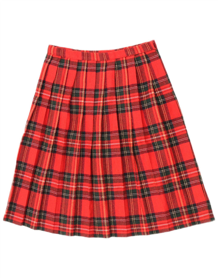 Vintage ženska plisirana suknja s nožem W26 mali crveni karirani