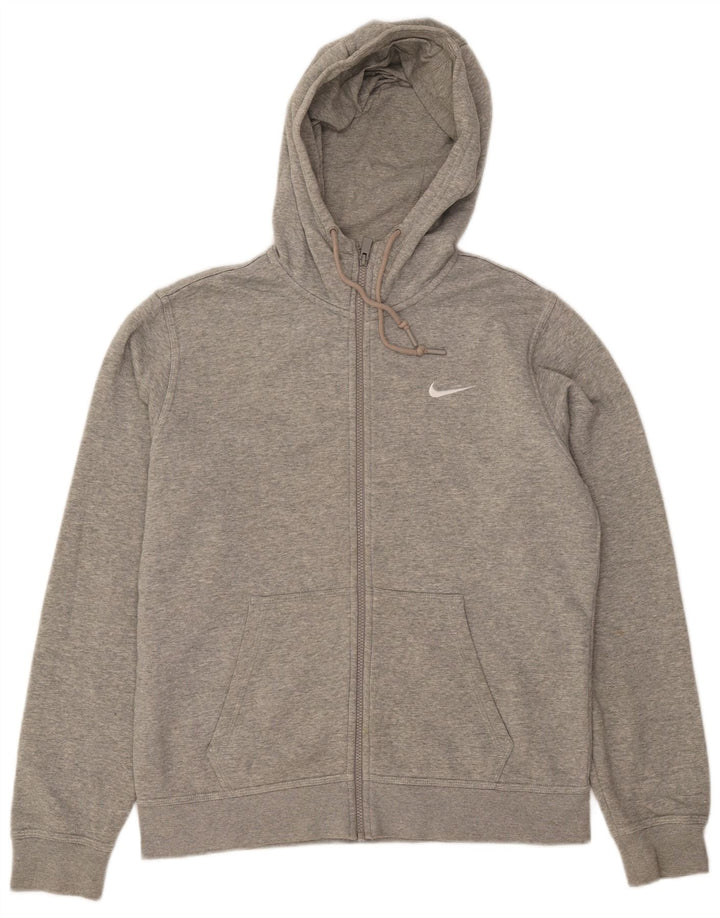 NIKE Mens Zip Hoodie Sweater Medium Grey Cotton