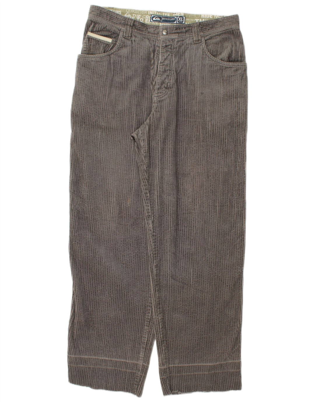 QUIKSILVER Muške ravne hlače od samta XL W36 L32 Sivi pamuk