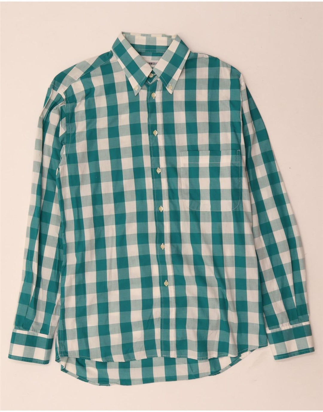 Enara Camicece muška košulja srednje zelene boje od gingham pamuka