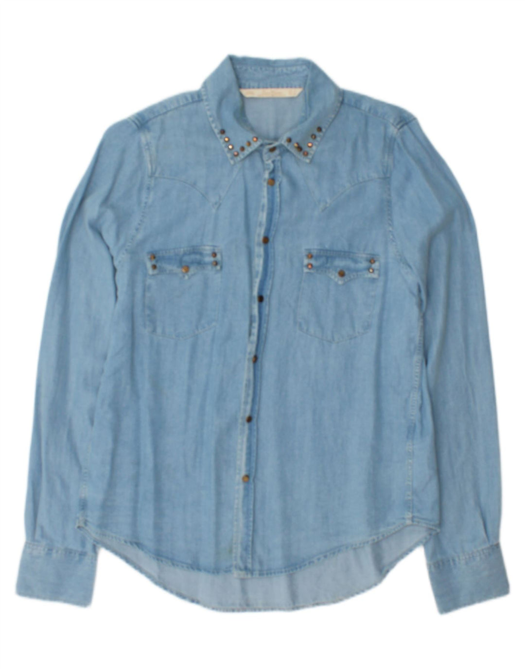 Zara ženska traper košulja UK 16 Large Blue Lyocell