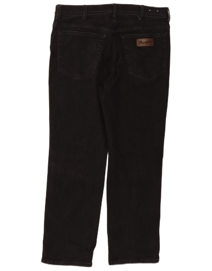 WRANGLER Muške Texas Straight Jeans W38 L30 Crni pamuk