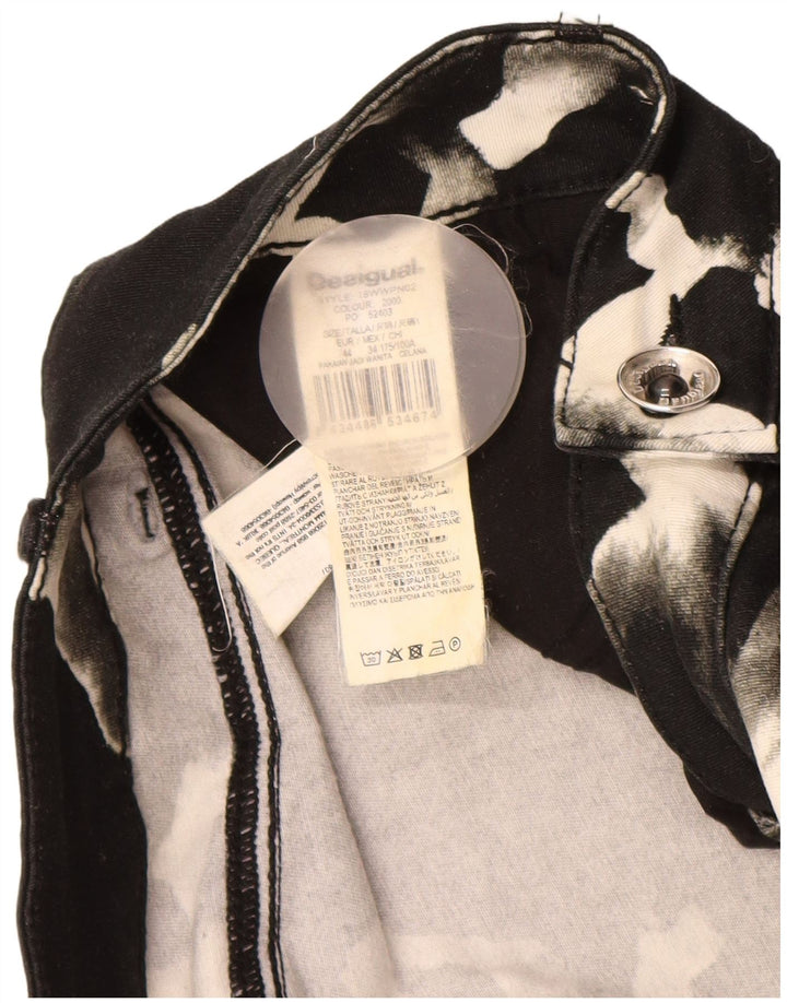 DESIGUAL ženske uske ležerne hlače EU 44 XL W34 L31 crni životinjski print