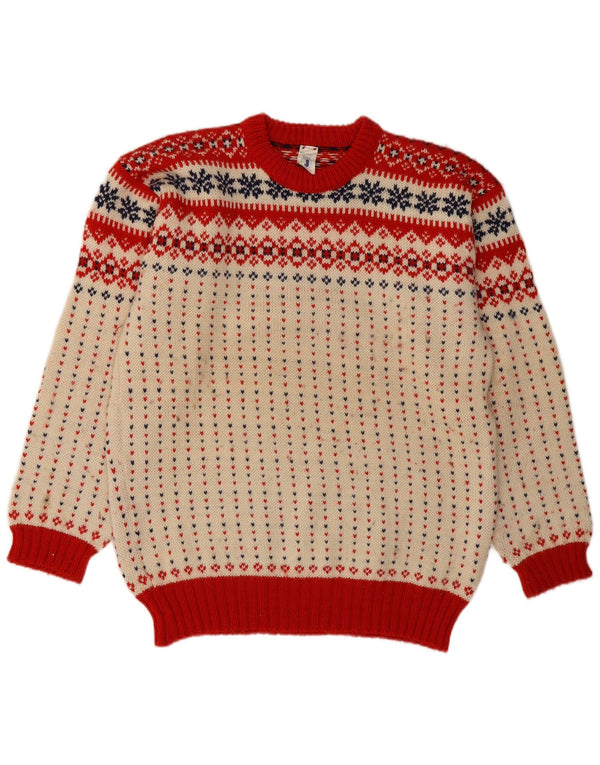 Janus muški džemper s okruglim izrezom IT 52 Large Off White Fair Isle vuna