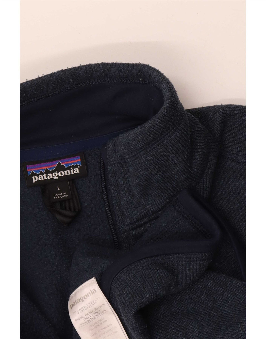 Patagonia muška majica s izrezom s patentnim zatvaračem Veliki tamnoplavi poliester