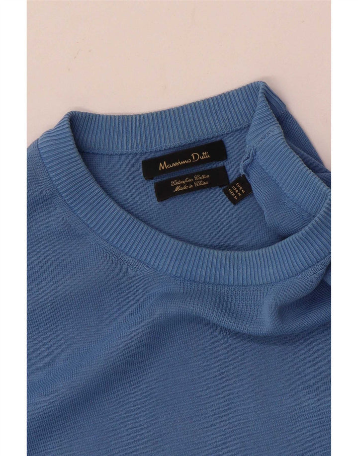 Massimo Dutti muški džemper s okruglim izrezom Srednje plavi pamuk