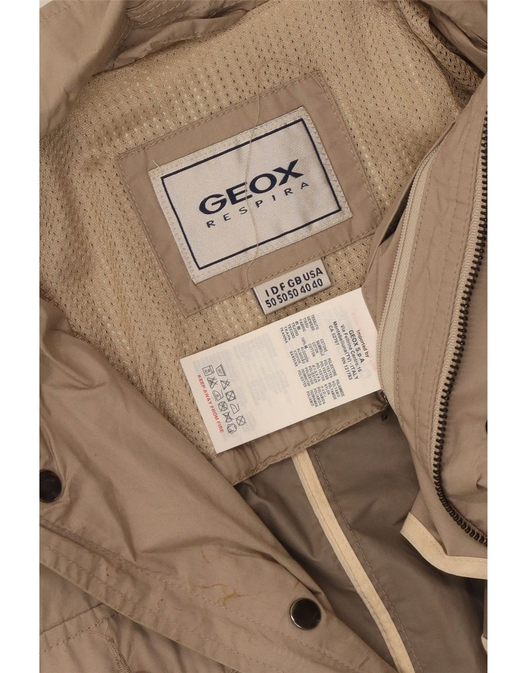 Geox Mens Respira Utility Jacket UK 40 Large Beige Cotton