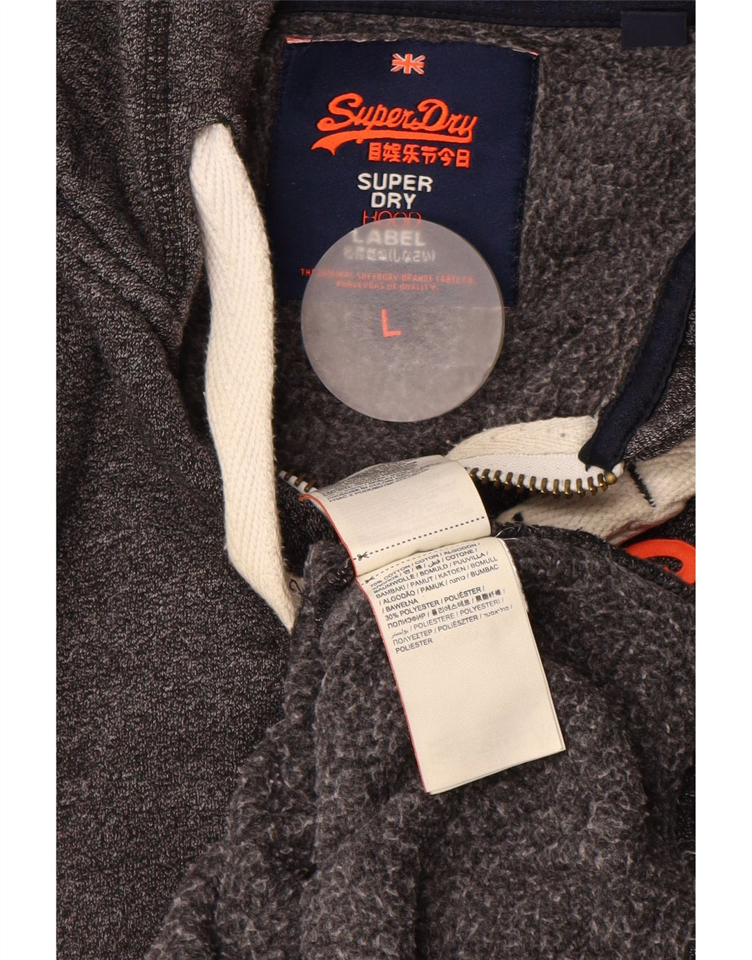 Superdry muški pulover s kapuljačom s patentnim zatvaračem Veliki sivi flekasti pamuk