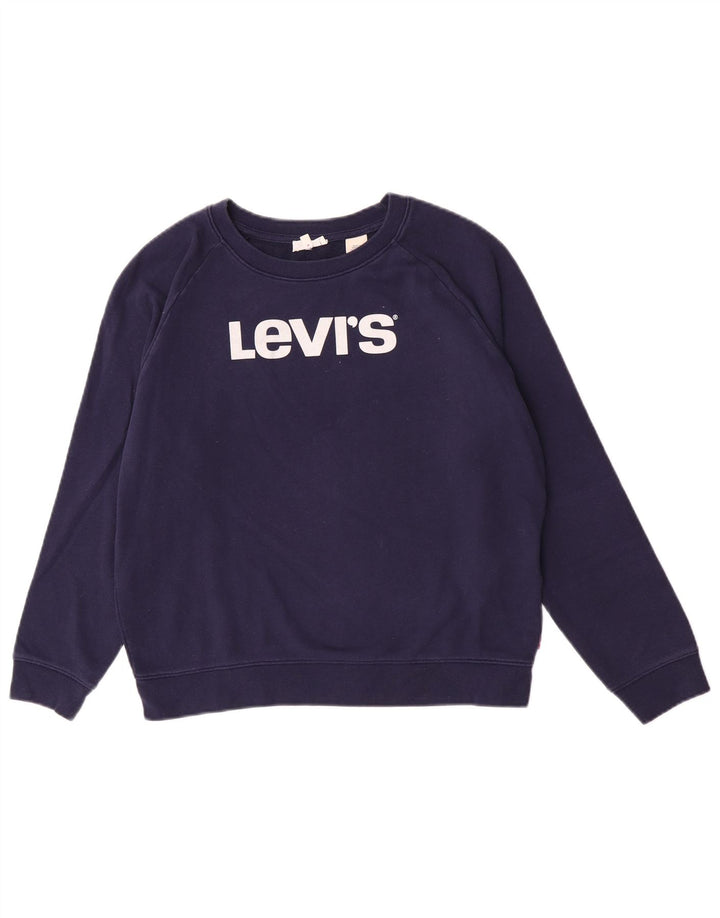Levi's ženski džemper s grafičkim motivima UK 14 srednje tamnoplavi pamuk