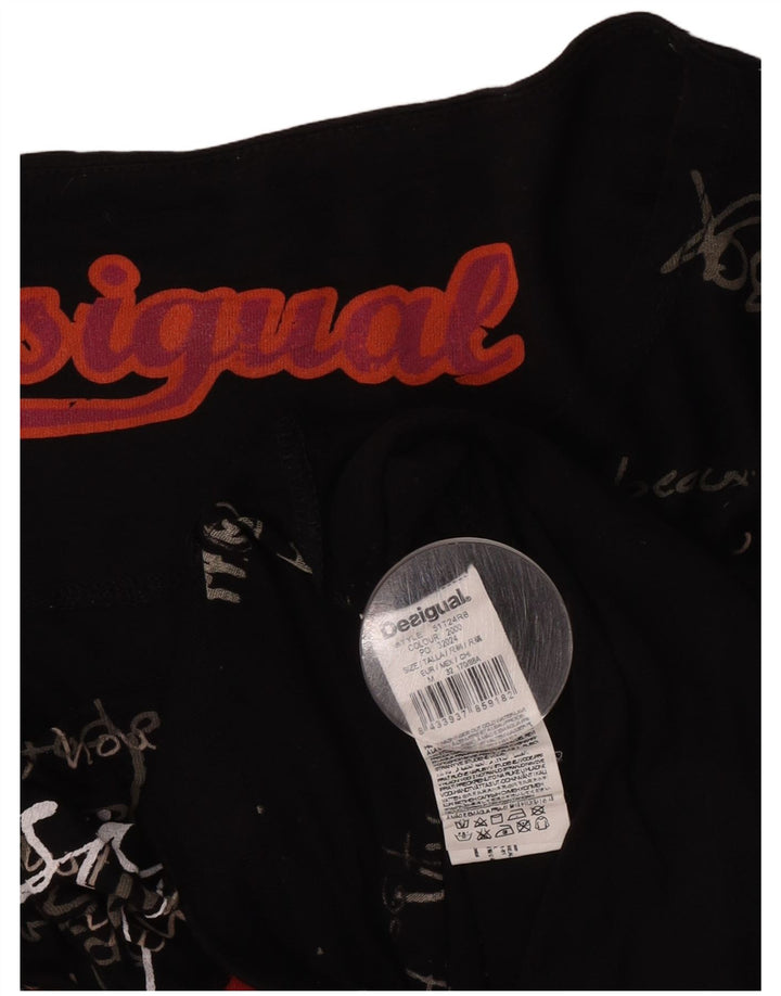 Desigual ženska majica kratkih rukava s velikim grafičkim motivima UK 14 srednje crna viskoza