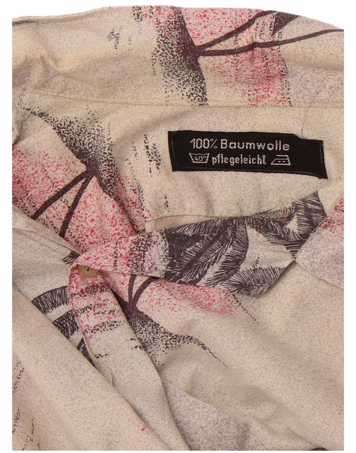 VINTAGE muška havajska košulja kratkih rukava, veliki bež cvjetni pamuk