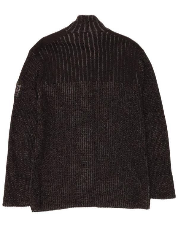 CALVIN KLEIN JEANS Ženski kardigan pulover UK 14 Veliki sivi pamuk