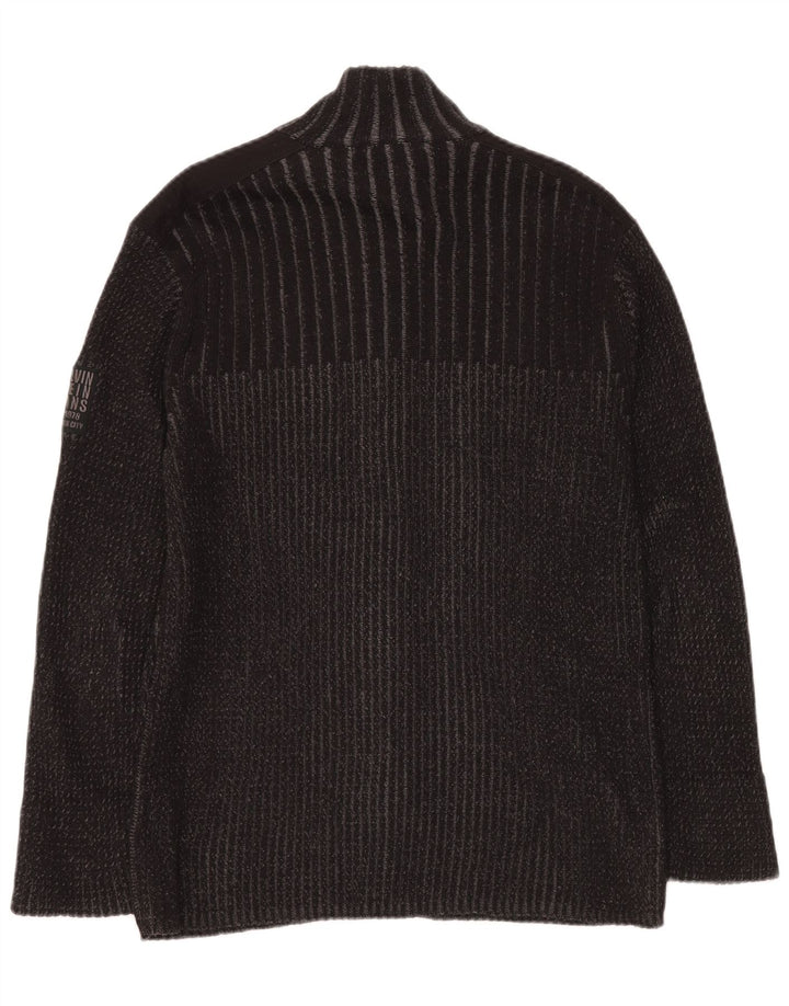 CALVIN KLEIN JEANS Ženski kardigan pulover UK 14 Veliki sivi pamuk