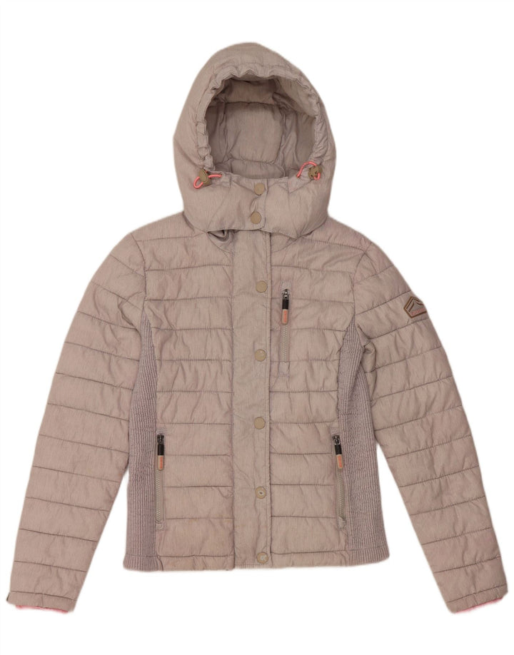 Superdry ženska podstavljena jakna s kapuljačom UK 14 veliki sivi poliester