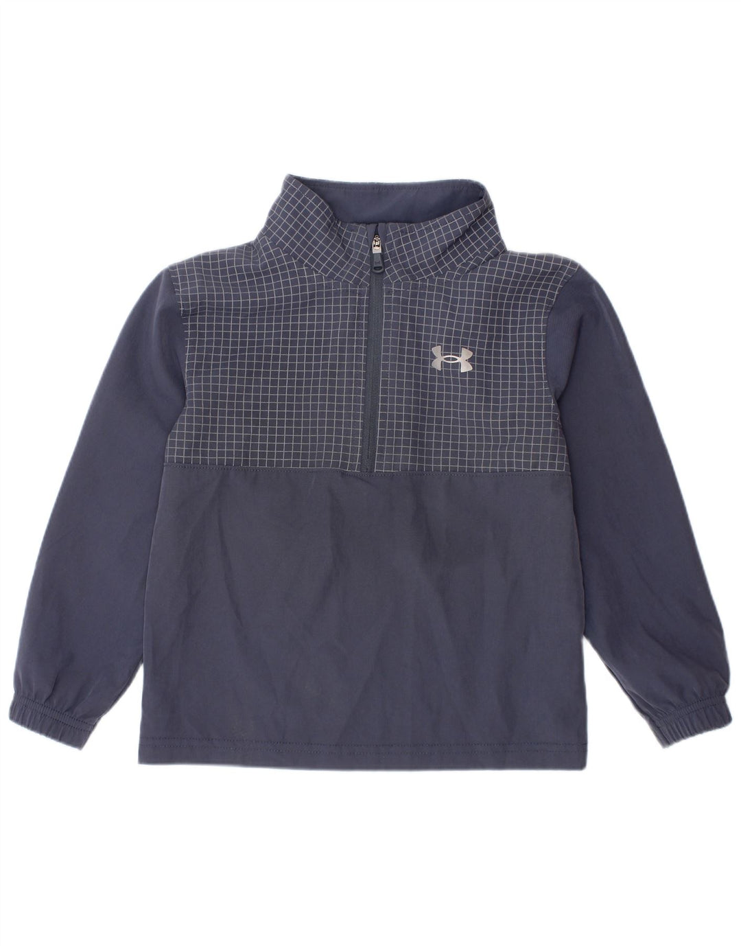 UNDER ARMOUR Boys Graphic Pullover Tracksuit Top 2-3 Years Navy Blue Check