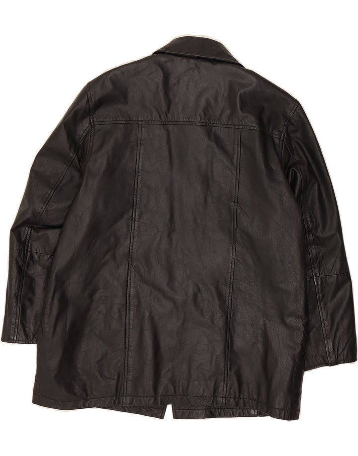 VINTAGE Womens Leather Coat UK 14 Large  Black Leather Vintage Vintage and Second-Hand Vintage from Messina Hembry 