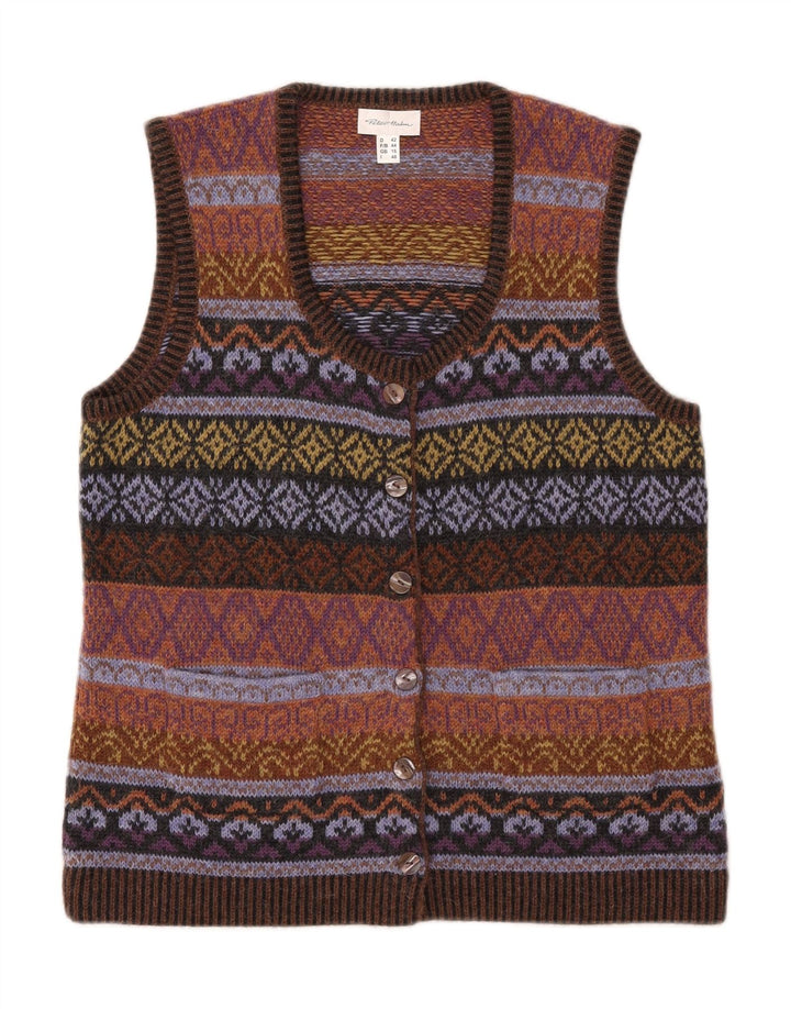 PETER HAHN Ženski džemper bez rukava UK 16 Large Brown Fair Isle