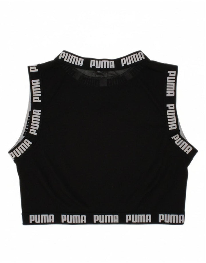 PUMA Womens Crop Graphic Vest Top UK 12 Medium Black