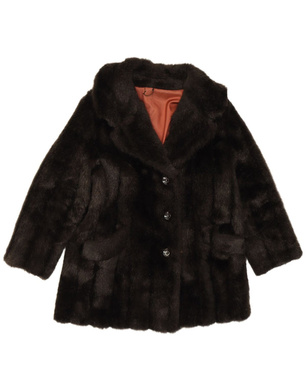 CZARINA Womens Faux Fur Overcoat UK 12 Medium Black Modacryl