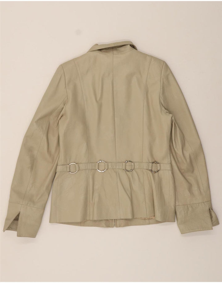 VINTAGE Womens Leather Jacket UK 18 XL Beige Leather Vintage Vintage and Second-Hand Vintage from Messina Hembry 