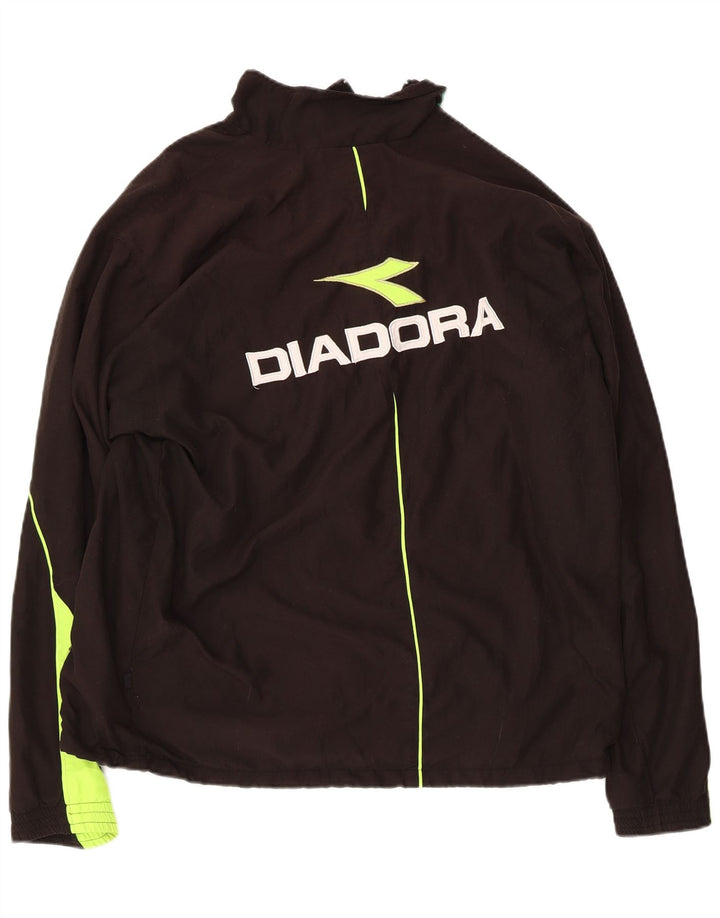 DIADORA Mens Graphic Tracksuit Top Jacket Large Black Colourblock