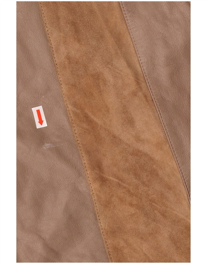 Norma ženski kožni kaput širokog kroja UK 14, klasičan srednje smeđe pruge