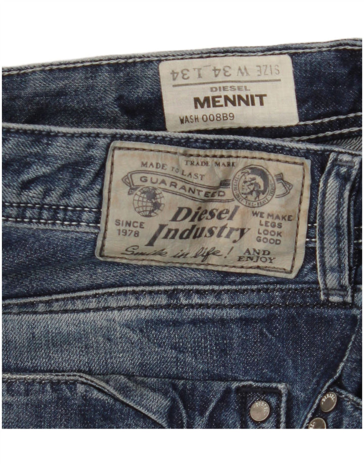 DIESEL Muške traperice Mennit, isprekidane ravne traperice W34 L34, plavi pamuk