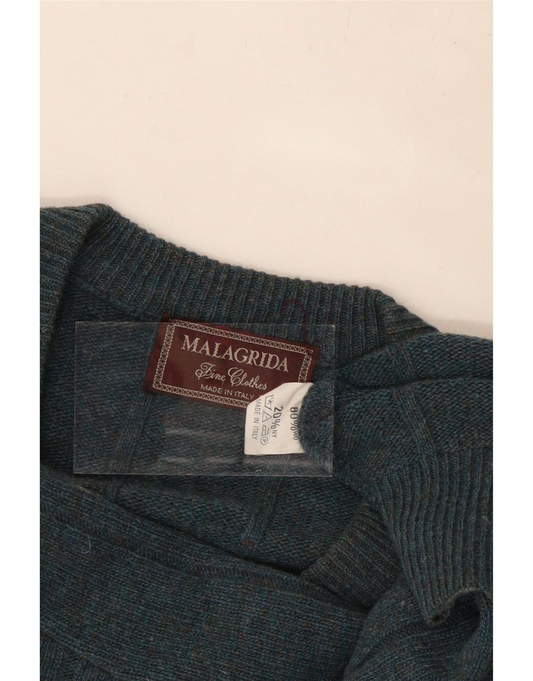 Veliki zeleni vuneni muški džemper s V-izrezom MALAGRIDA