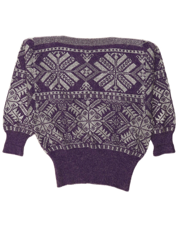 Oui ženski pulover s velikim veznim izrezom UK 14 Srednje ljubičasta Fair Isle