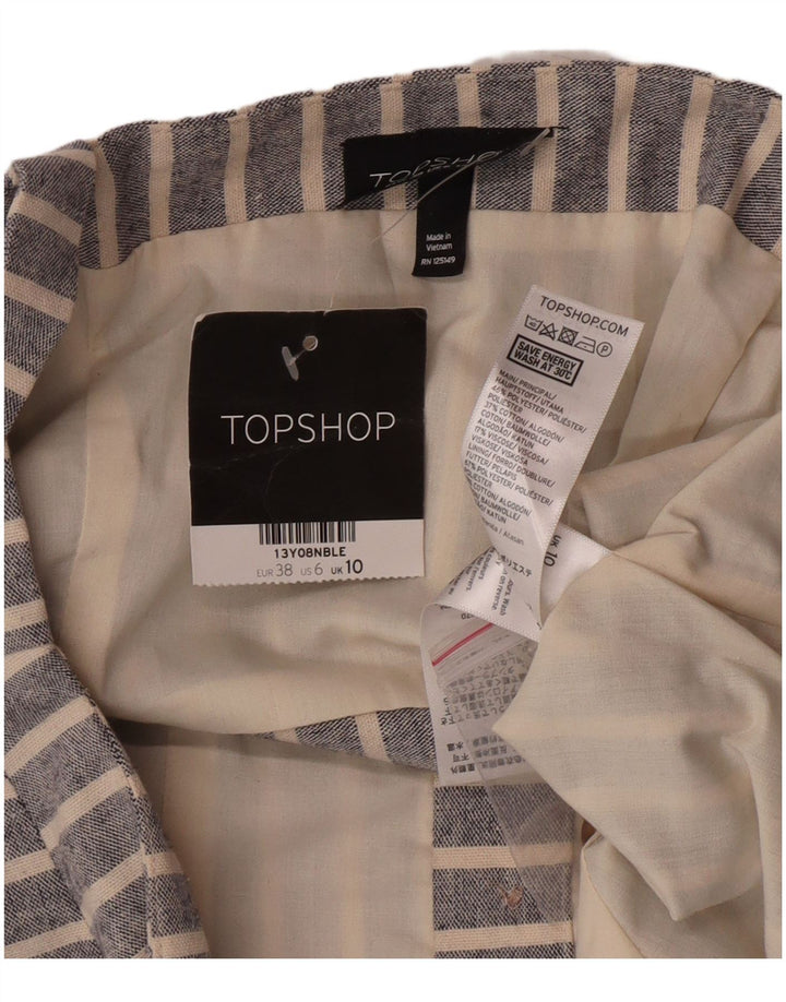 Topshop ženski kratki top UK 10 Mali plavi prugasti poliester