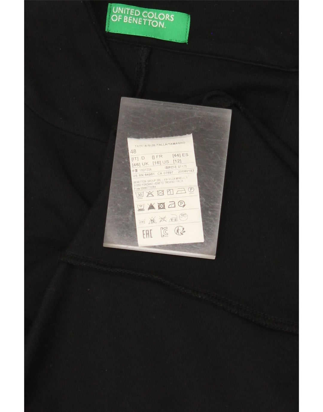 BENETTON Ženska jakna sa 1 dugmetom UK 16 Velika crna viskoza