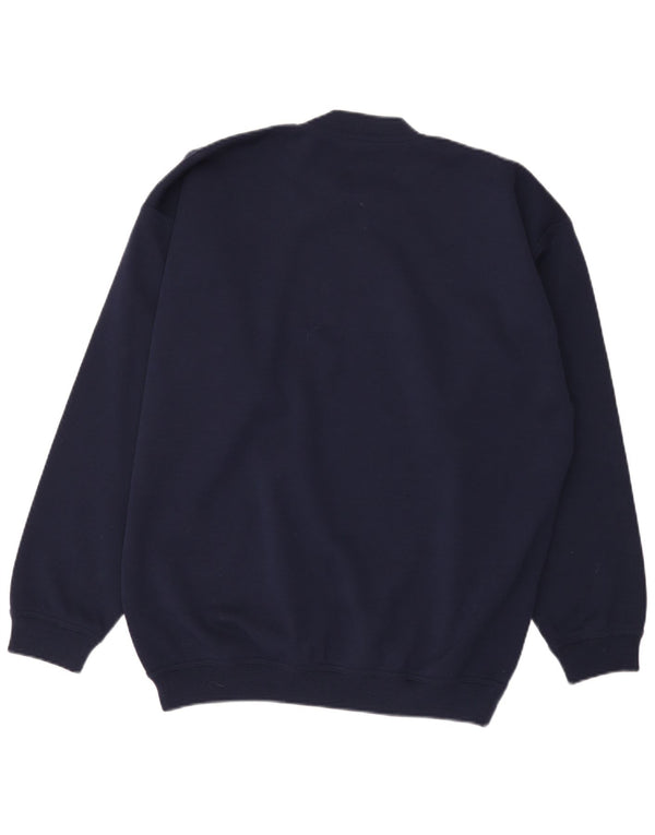 Vintage Mens Crew Neck Jumper Sweater EU 52 Large Navy Blue Polyacrylic