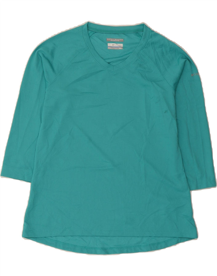 COLUMBIA Womens Omni-Shade Top 3/4 Sleeve UK 14 Medium Turquoise Polyester Vintage Columbia and Second-Hand Columbia from Messina Hembry 