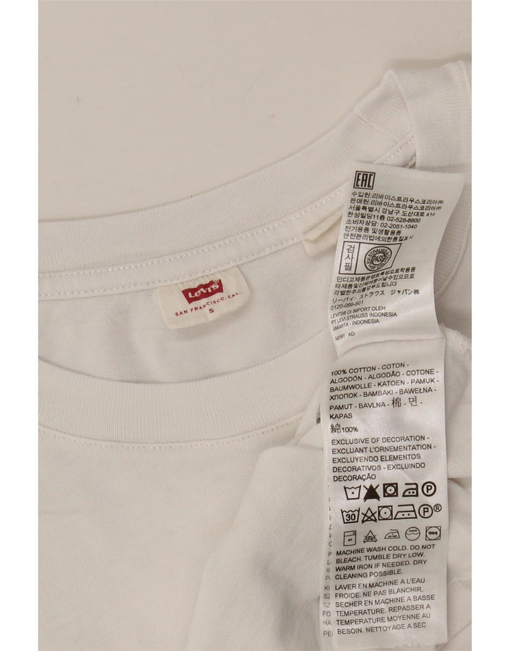 LEVI'S Womens Oversized Graphic T-Shirt Top UK 10 Small White Colourblock Vintage Levi's and Second-Hand Levi's from Messina Hembry 
