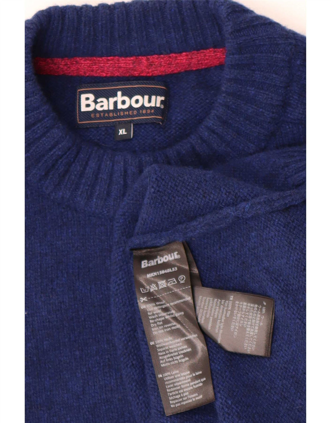 Barbour muški džemper s okruglim izrezom XL plave vune