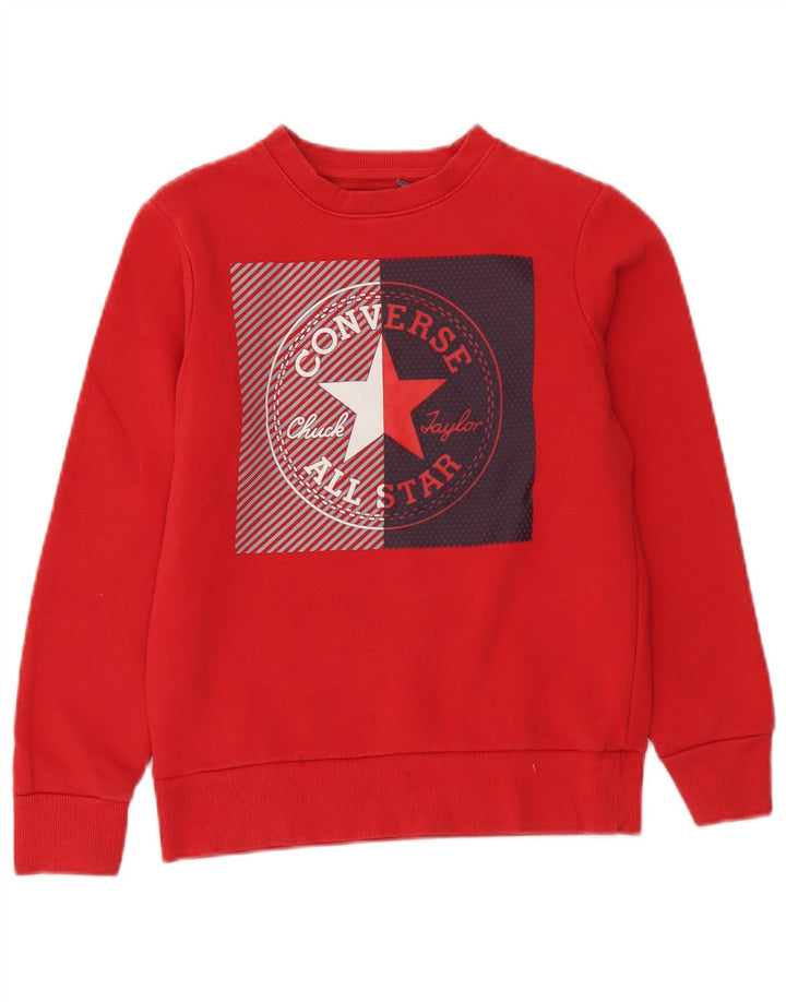 Converse Boys Graphic Sweatshirt Džemper 10-11 godina srednje crveni pamuk