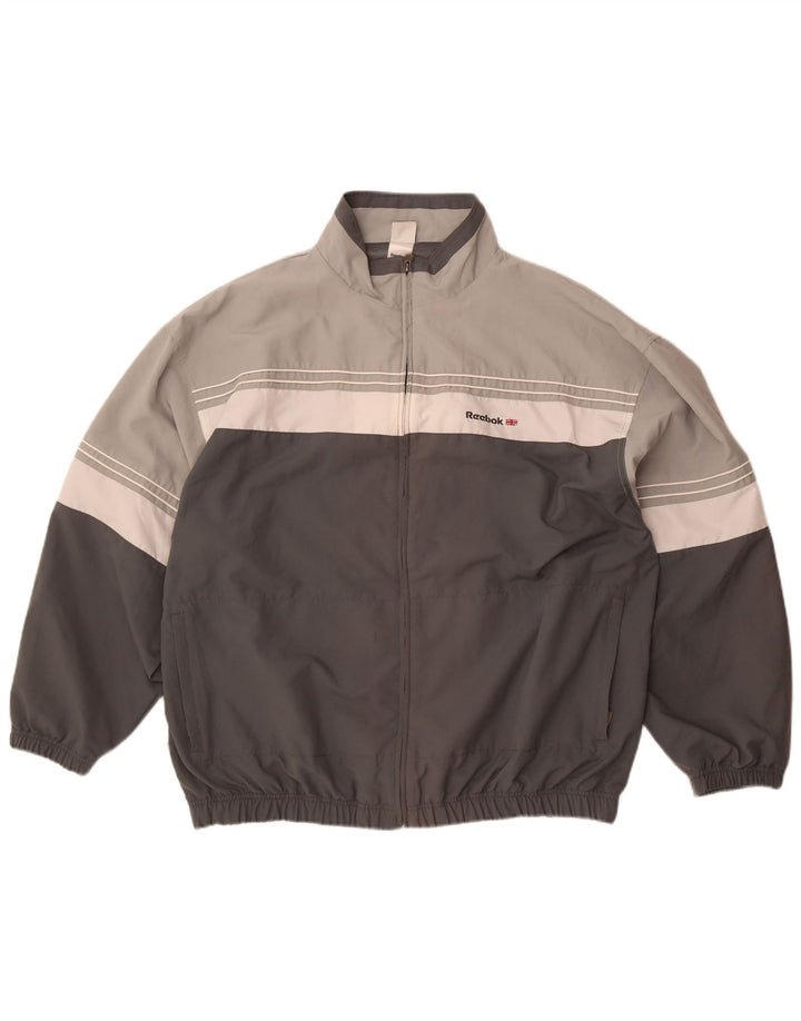 Reebok muška trenirka s grafičkim motivima, velika siva jakna od poliestera