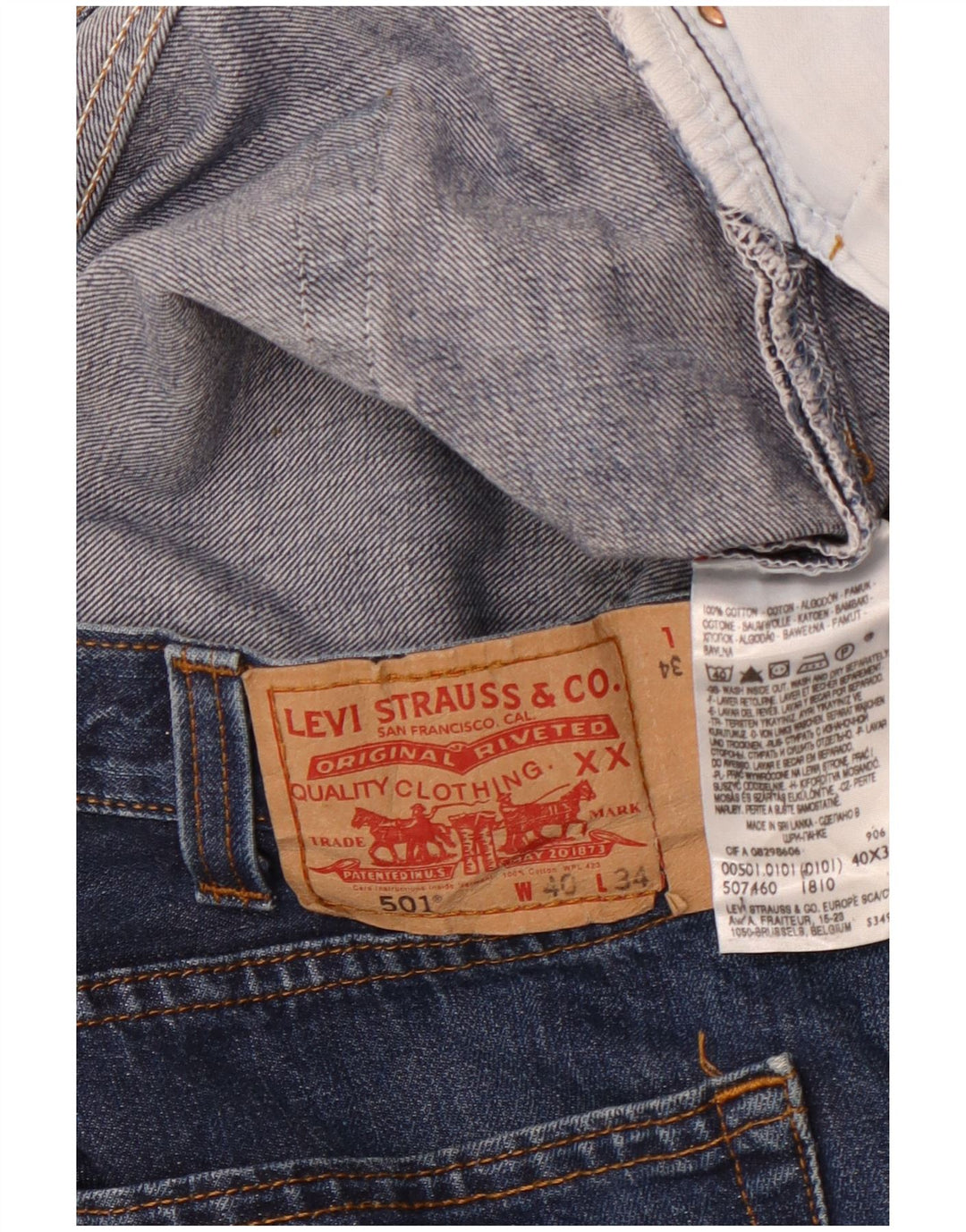 LEVI'S muške 501 ravne traperice W40 L34 tamnoplavi pamuk