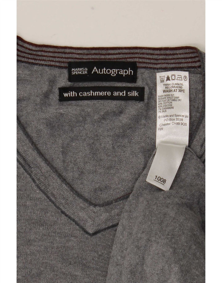 Marks & Spencer muška majica s autogramom dugih rukava, srednje sivi pamuk