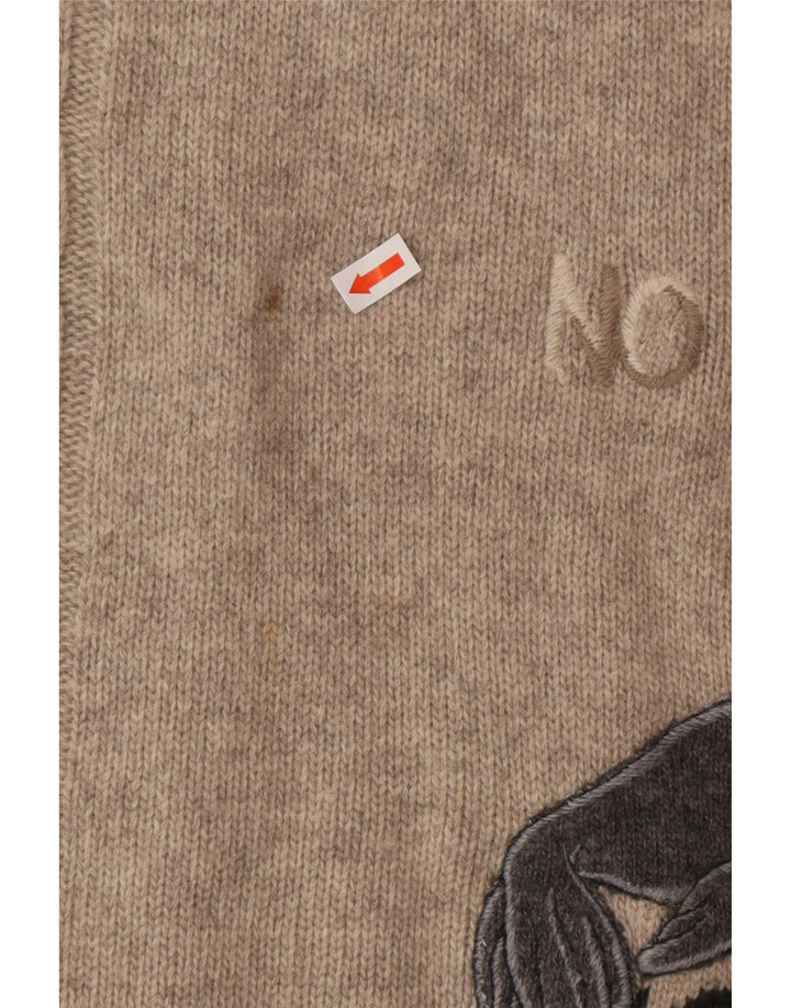 ICEBERG muški džemper s okruglim izrezom, srednje bež boje, životinje