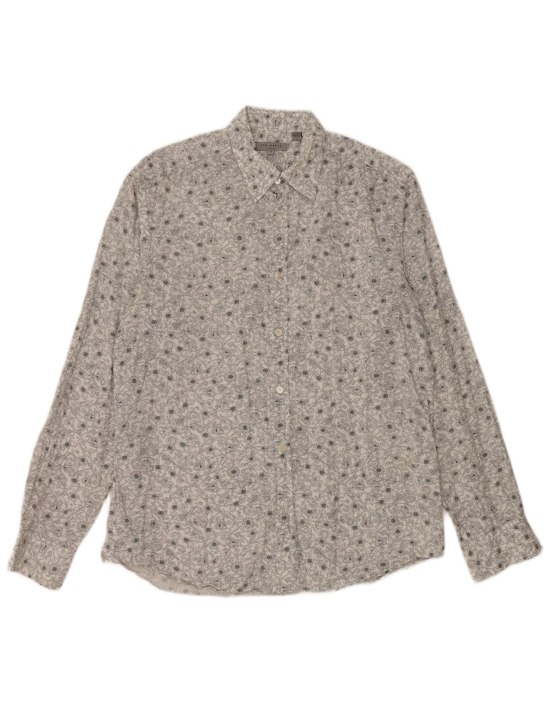 TED BAKER Muška košulja, veličina 3, srednje bijeli cvjetni pamuk