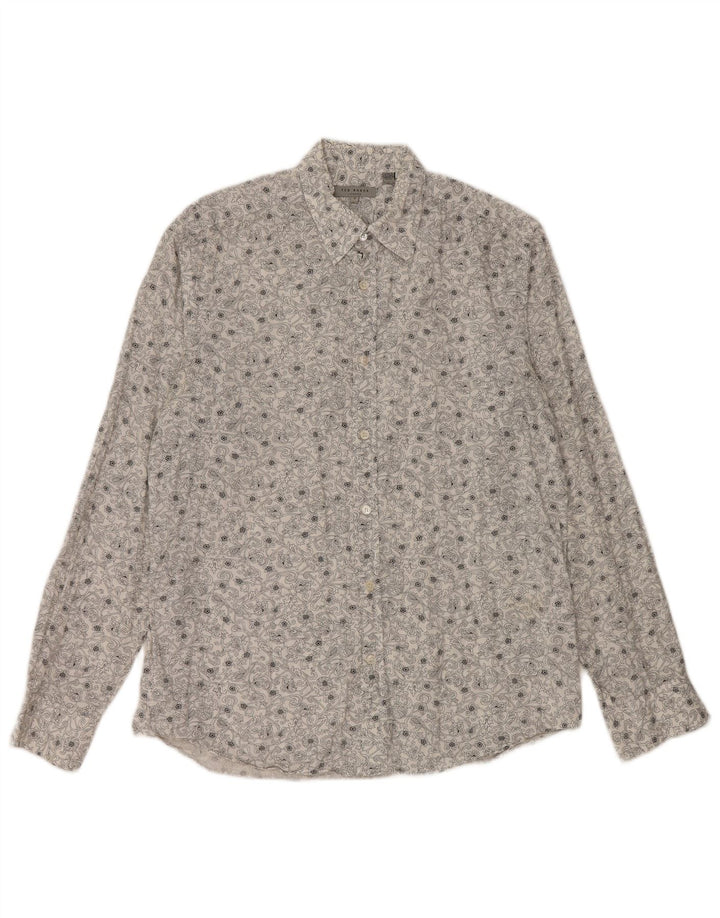 TED BAKER Muška košulja, veličina 3, srednje bijeli cvjetni pamuk