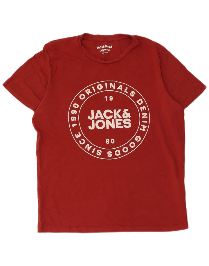JACK & JONES Muška majica kratkih rukava standardnog kroja, srednji crveni pamuk