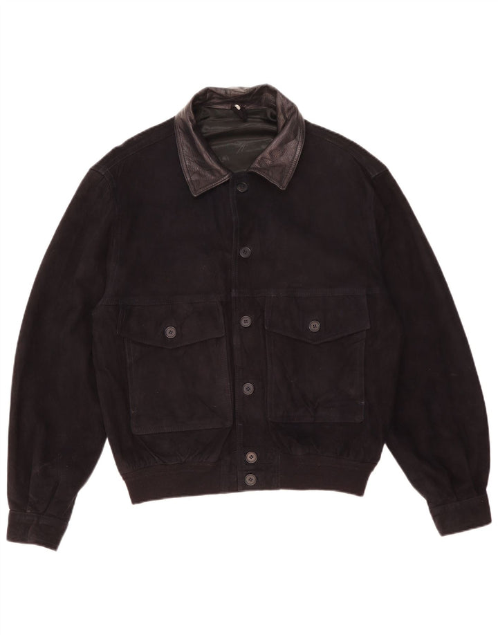 Vintage muška bomber jakna od brušene kože IT 52 XL crna koža