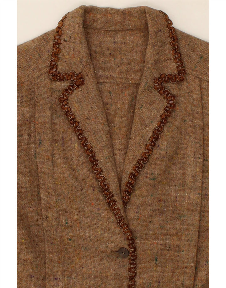 VINTAGE Womens 3 Button Blazer Jacket UK 14 Medium Brown Flecked Vintage Vintage and Second-Hand Vintage from Messina Hembry 