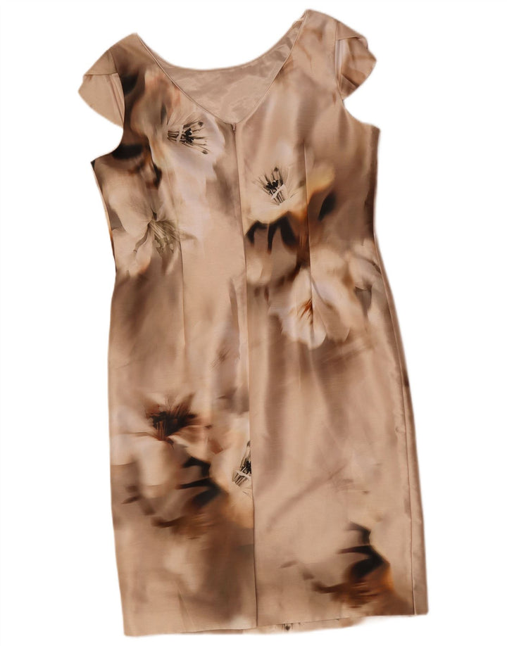 JAQUES VERT Womens Sheath Dress UK 16 Large Beige Floral Polyester