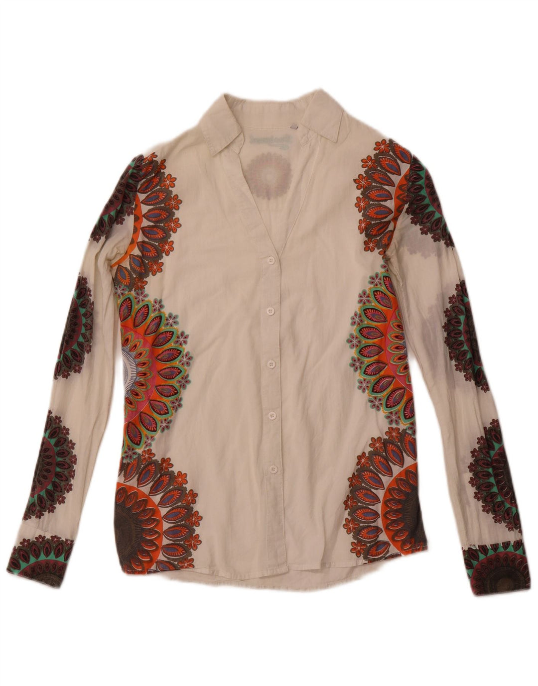 DESIGUAL Ženska grafička košulja UK 6 XS Bijeli Paisley pamuk